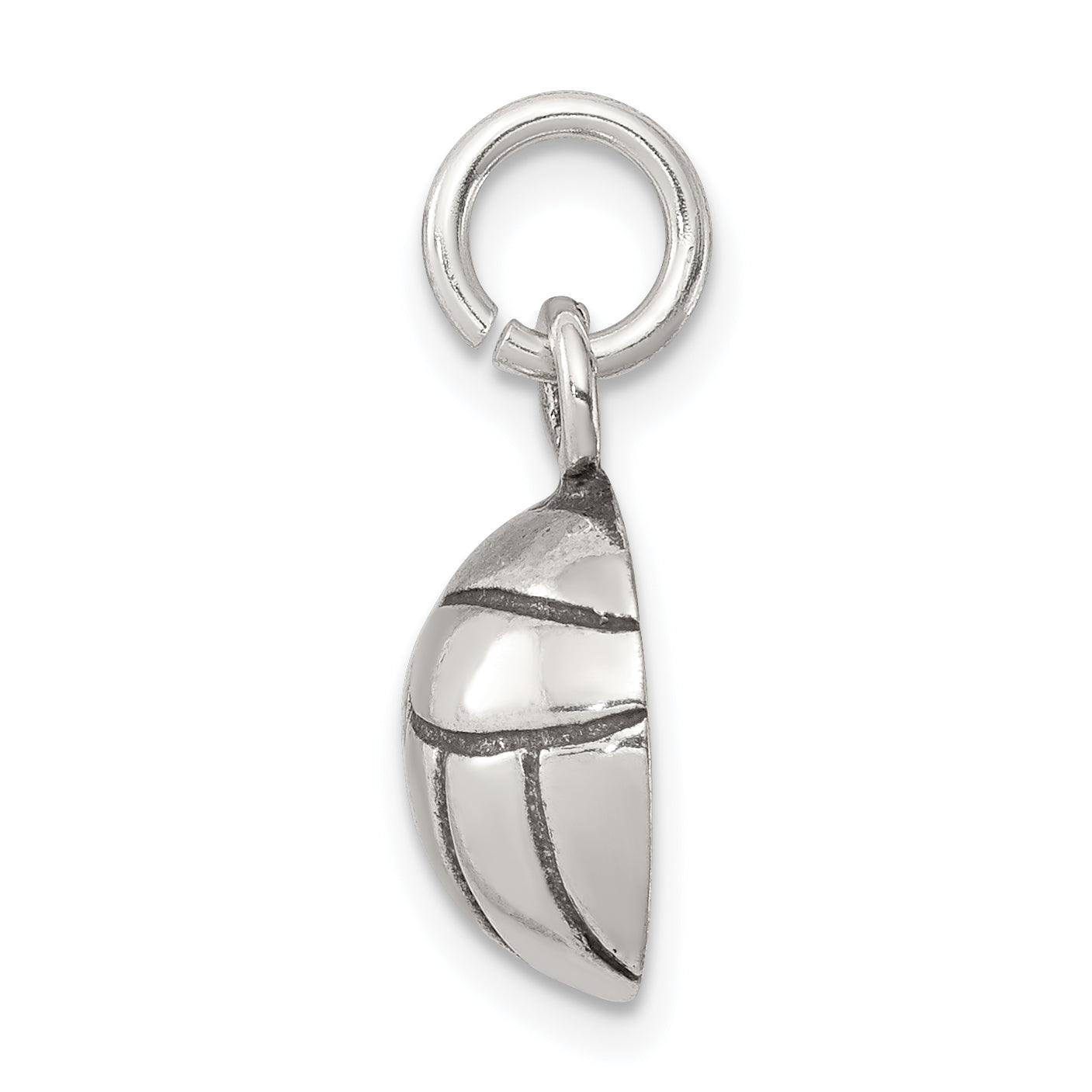 Sterling Silver 925 Volleyball Charm with Antiqued Finish for Men