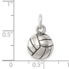 Sterling Silver 925 Volleyball Charm with Antiqued Finish for Men