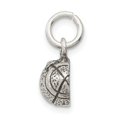 Sterling Silver 925 Football Charm with Polished Antiqued Finish