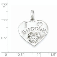 Sterling Silver Polished I Love Soccer Heart Pendant