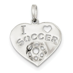 Sterling Silver Polished I Love Soccer Heart Pendant