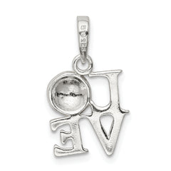 Sterling Silver Polished Enamel Love Soccer Pendant