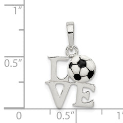 Sterling Silver Polished Enamel Love Soccer Pendant