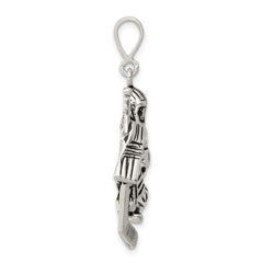 Sterling Silver 925 Men's Hockey Player Charm with Polished Finish