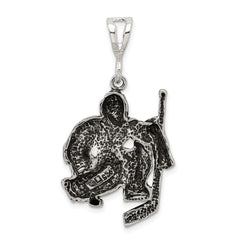 Sterling Silver 925 Men's Hockey Player Charm with Polished Finish