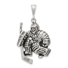 Sterling Silver Antiqued Hockey Player Charm