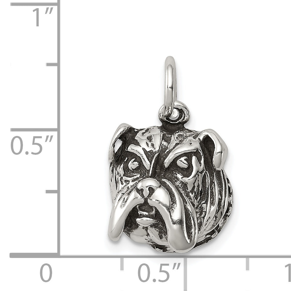 Sterling Silver Antiqued Bull Dog Charm