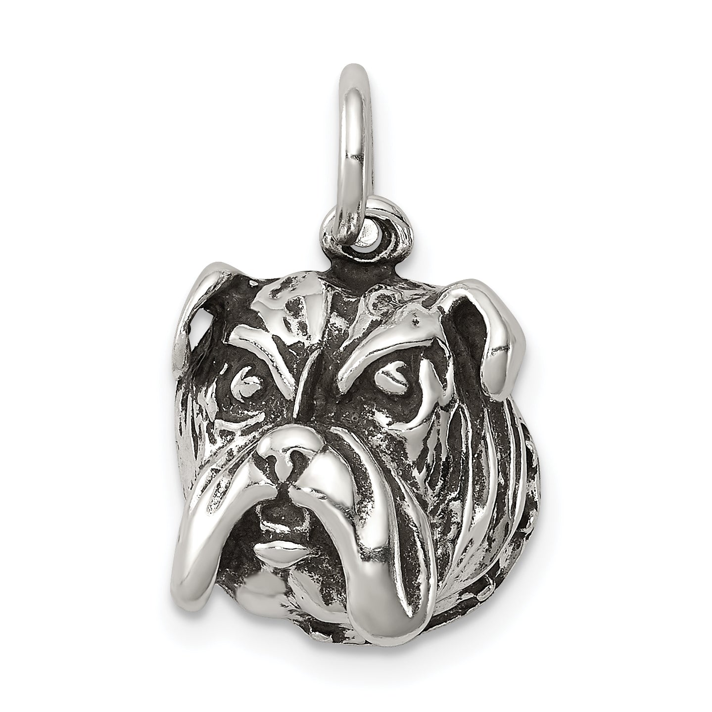 Sterling Silver Antiqued Bull Dog Charm