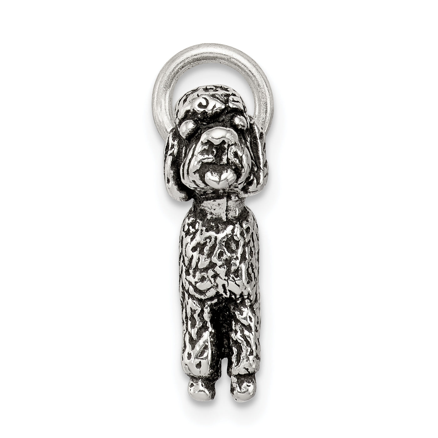 Sterling Silver Antiqued Poodle Charm