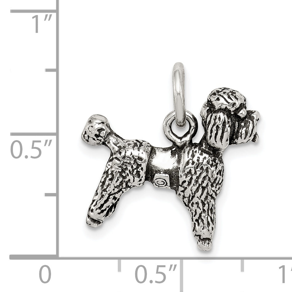 Sterling Silver Antiqued Poodle Charm