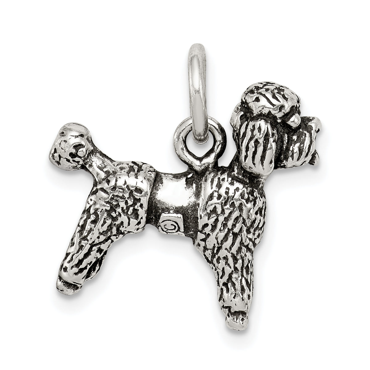 Sterling Silver Antiqued Poodle Charm