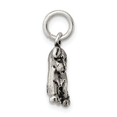 Sterling Silver Antiqued Dog Charm