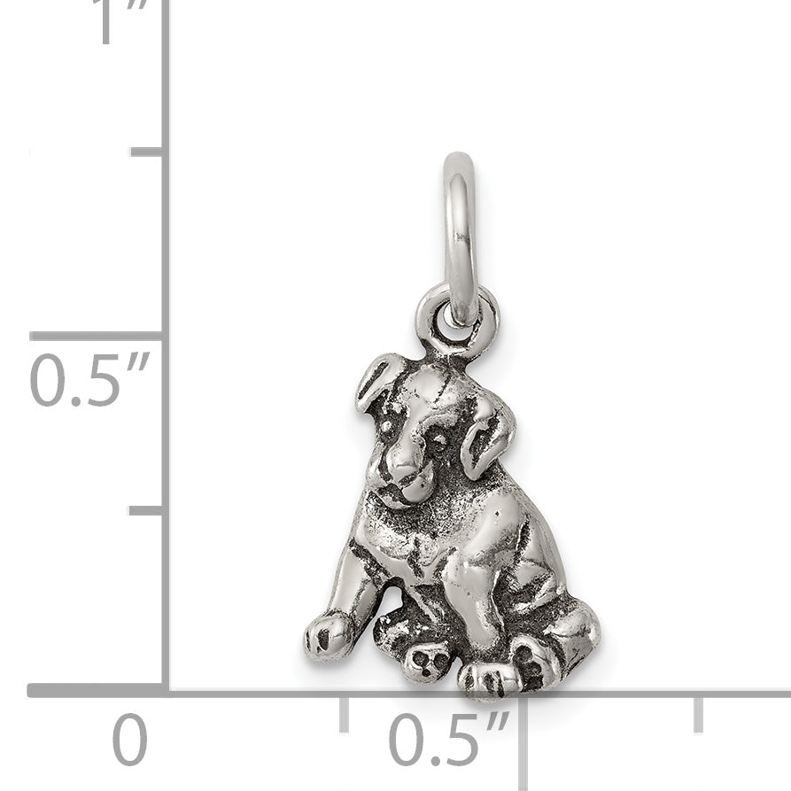 Sterling Silver Antiqued Dog Charm