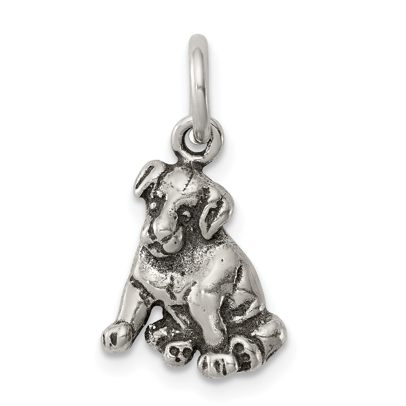 Sterling Silver Antiqued Dog Charm