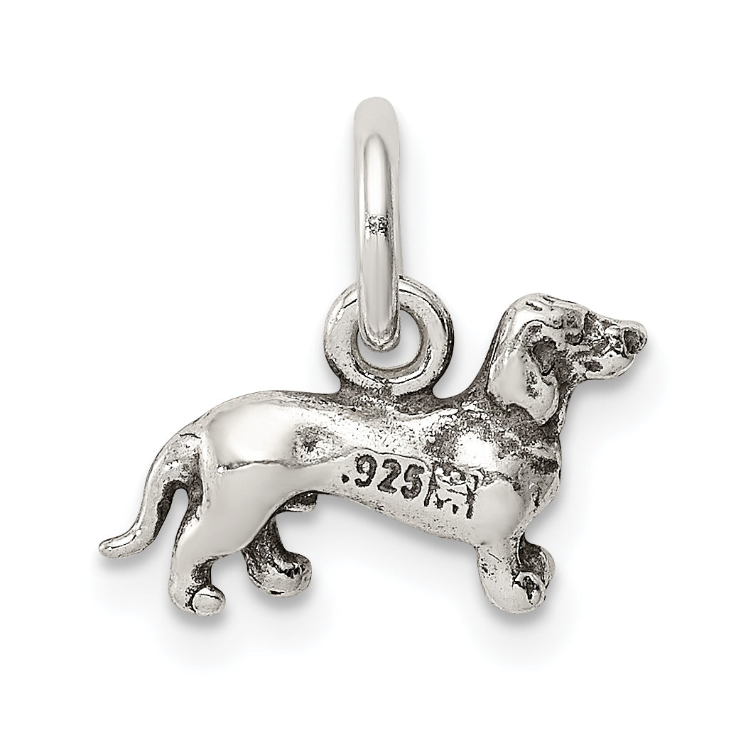 Sterling Silver Antiqued Dog Charm