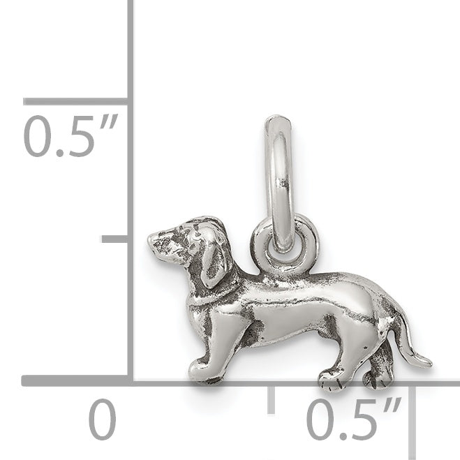 Sterling Silver Antiqued Dog Charm