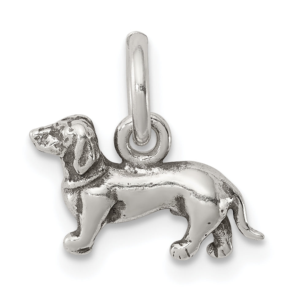 Sterling Silver Antiqued Dog Charm