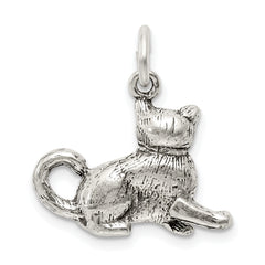 Sterling Silver Antiqued Cat Charm