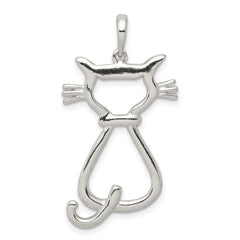 Sterling Silver Polished Cat Pendant