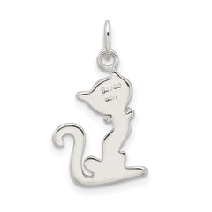 Sterling Silver Black Enameled Cat Charm