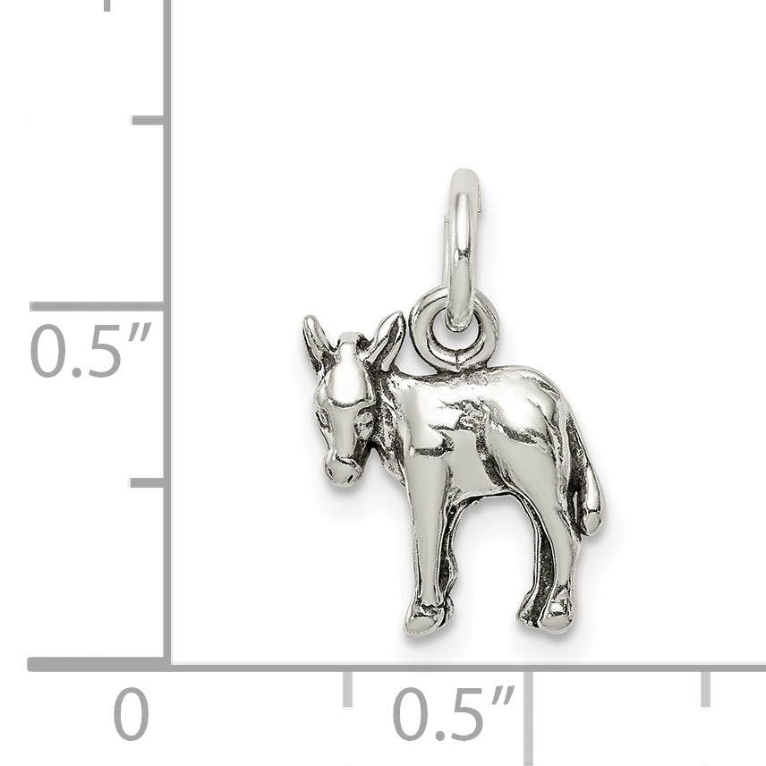 Sterling Silver 925 Antiqued Donkey Charm 3D Vintage Style