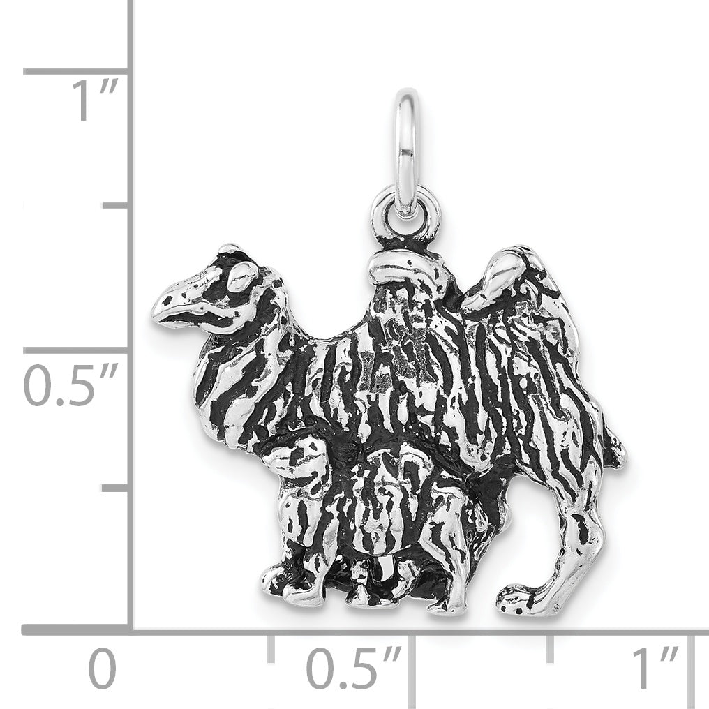 Sterling Silver 925 Antiqued Camel Charm Unisex Reflective Finish