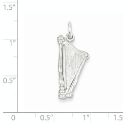 Sterling Silver 925 Harp Charm Elegant Solid Cast Design