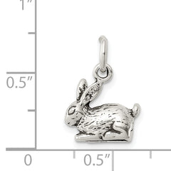 Sterling Silver 925 Antiqued Rabbit Charm with 3D Vintage Design