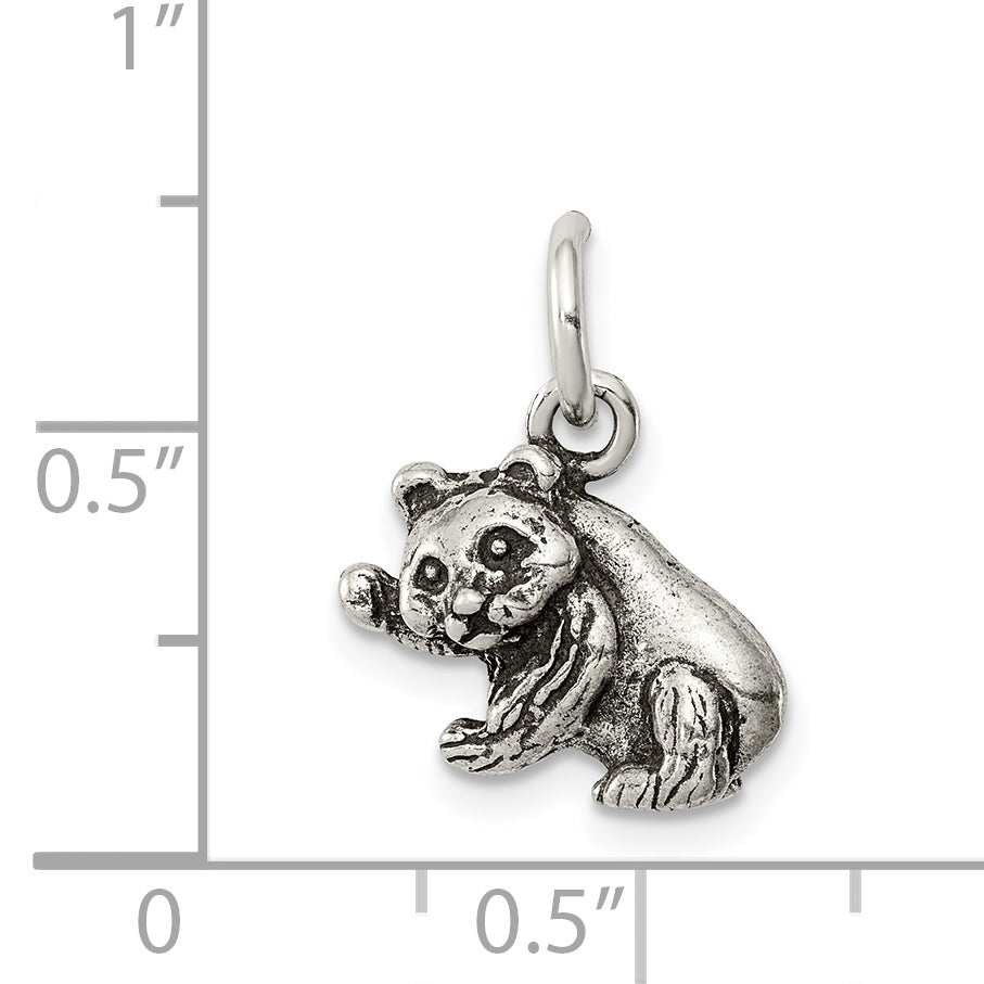 Sophia Jewelers 925 Sterling Silver 3D Antiqued Panda Charm Pendant