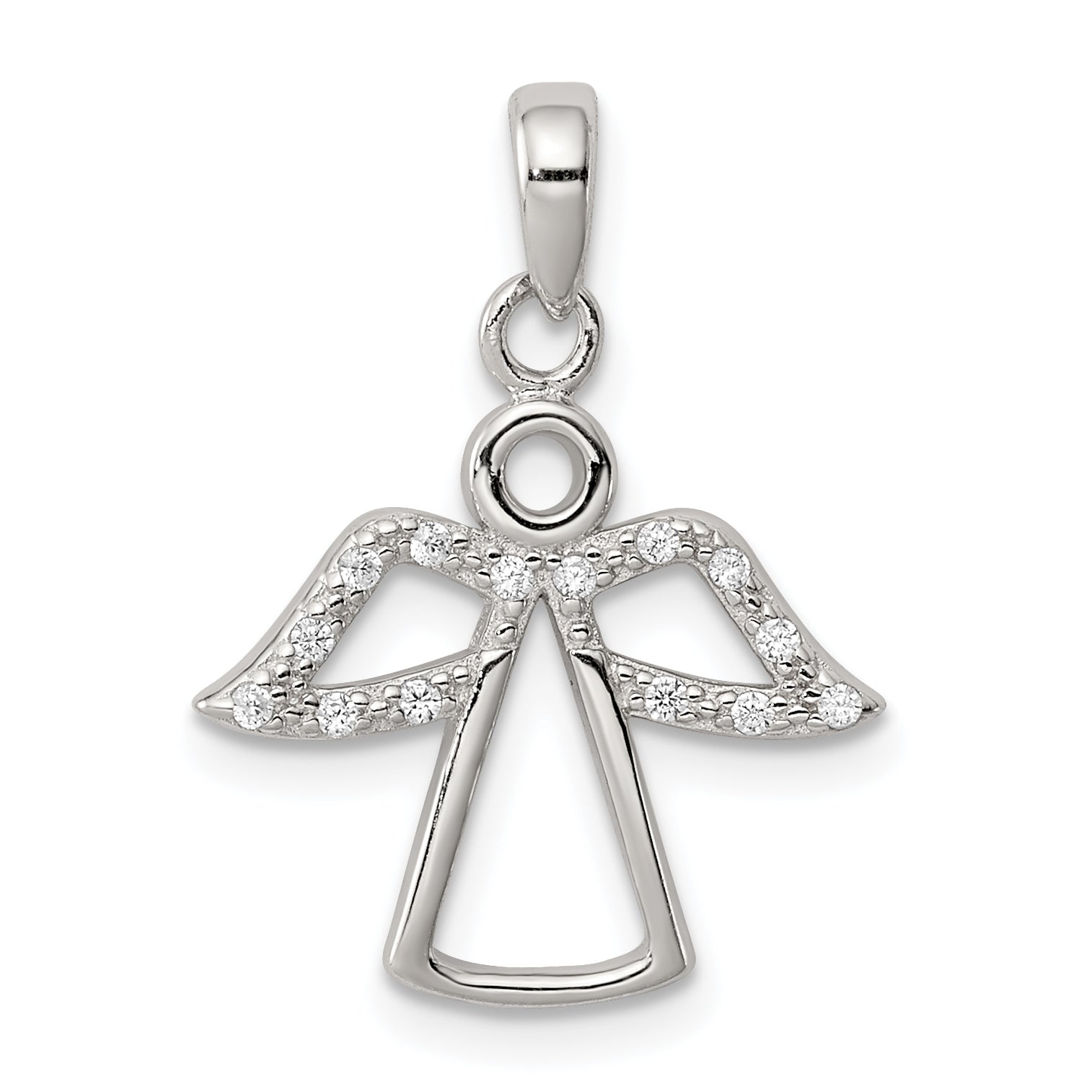 Sterling Silver Angel w/ CZ Wings Pendant