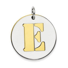 Sterling Silver GP Initial E Double Plate Round Charm