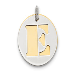 Sterling Silver GP Initial E Double Plate Oval Charm