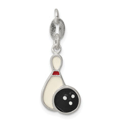 Sterling Silver Polished Enamel Bowling Charm