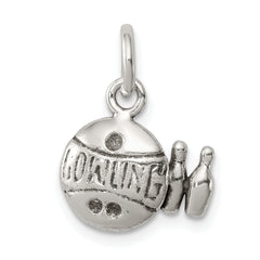 Sterling Silver Antiqued Bowling Ball and Pins Charm