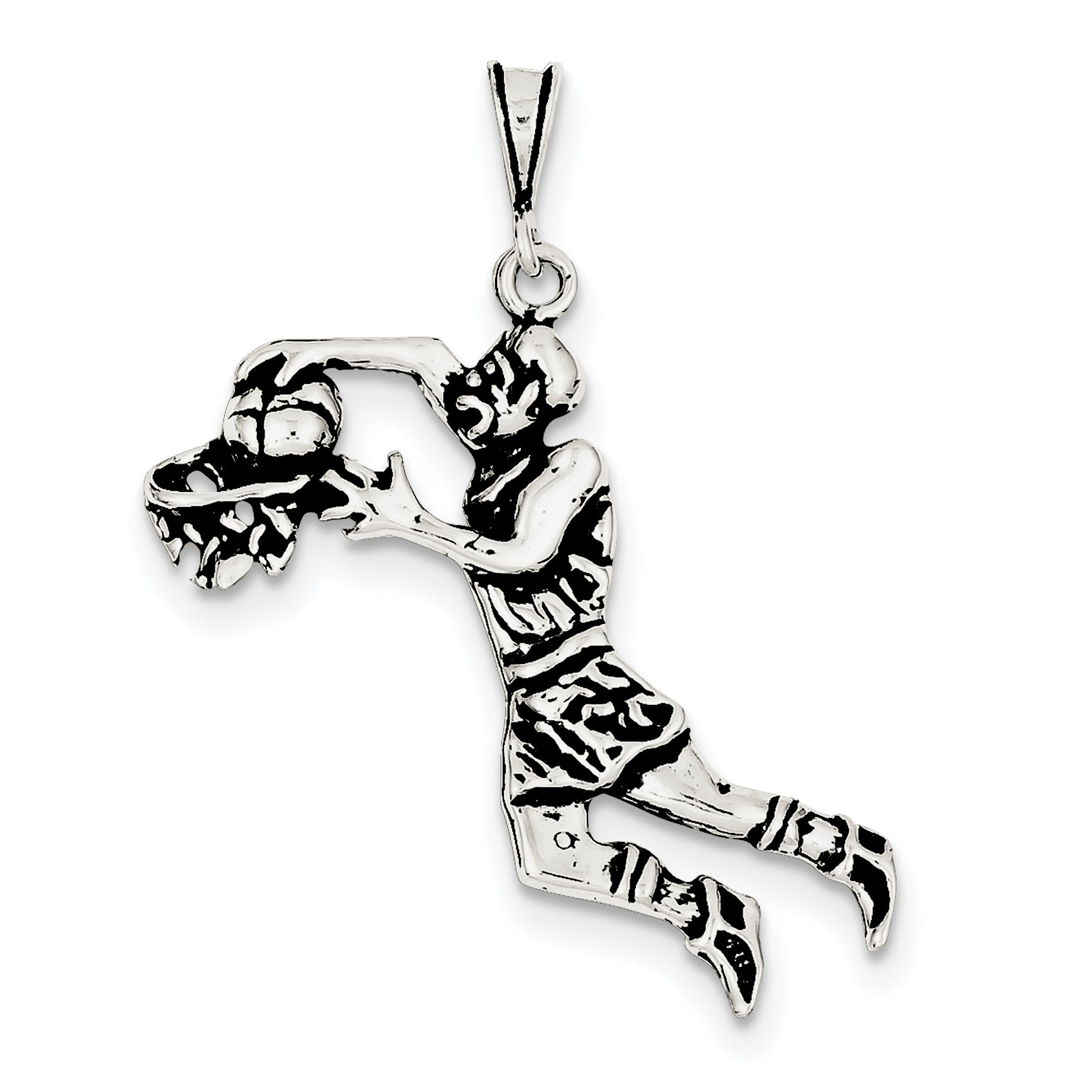 Sterling Silver Antiqued Basketball Player Charm