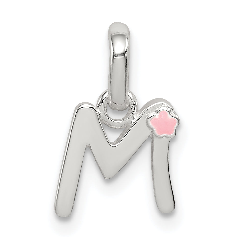 Sterling Silver Letter M with Enamel Pendant