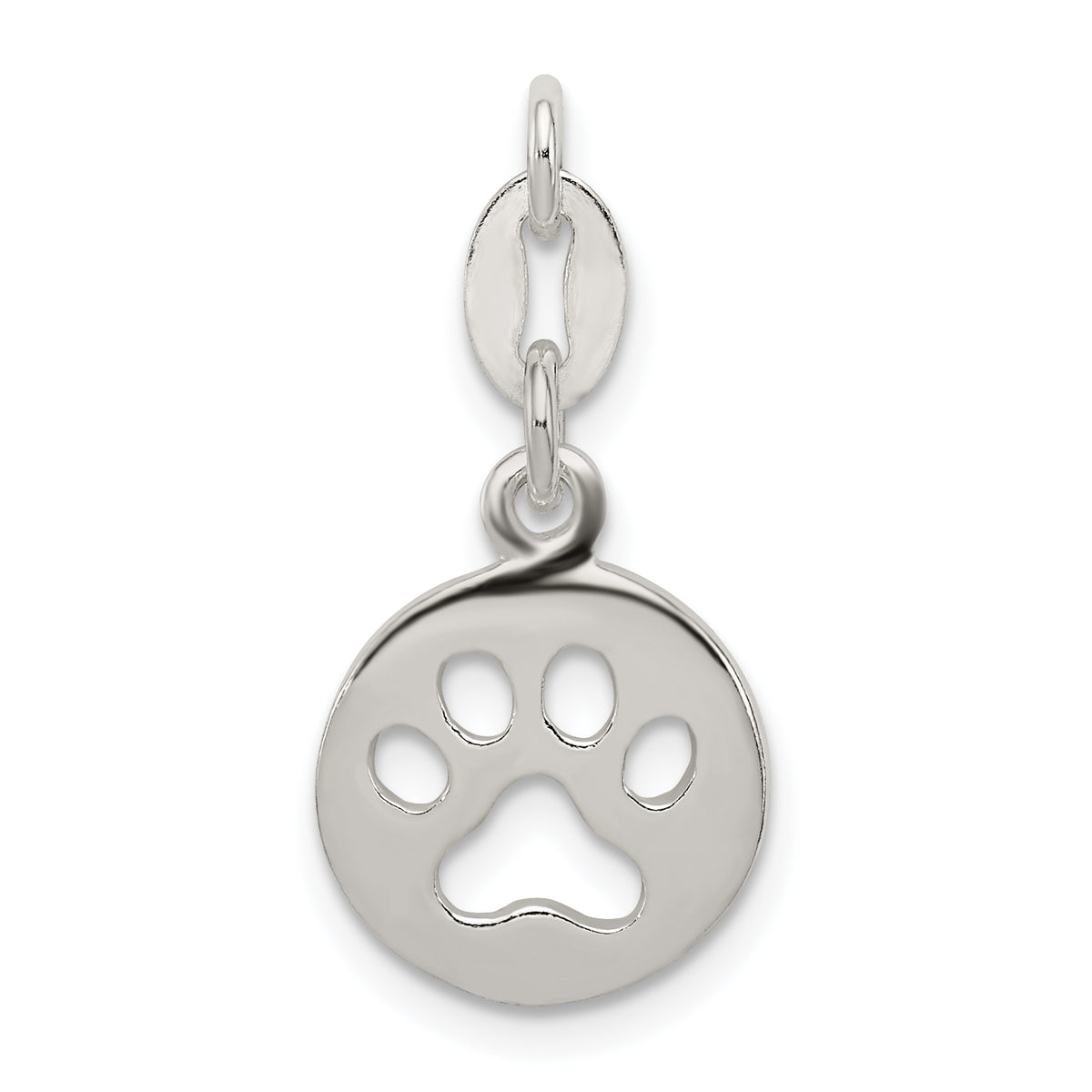 Sterling Silver Round Paw Print Pendant