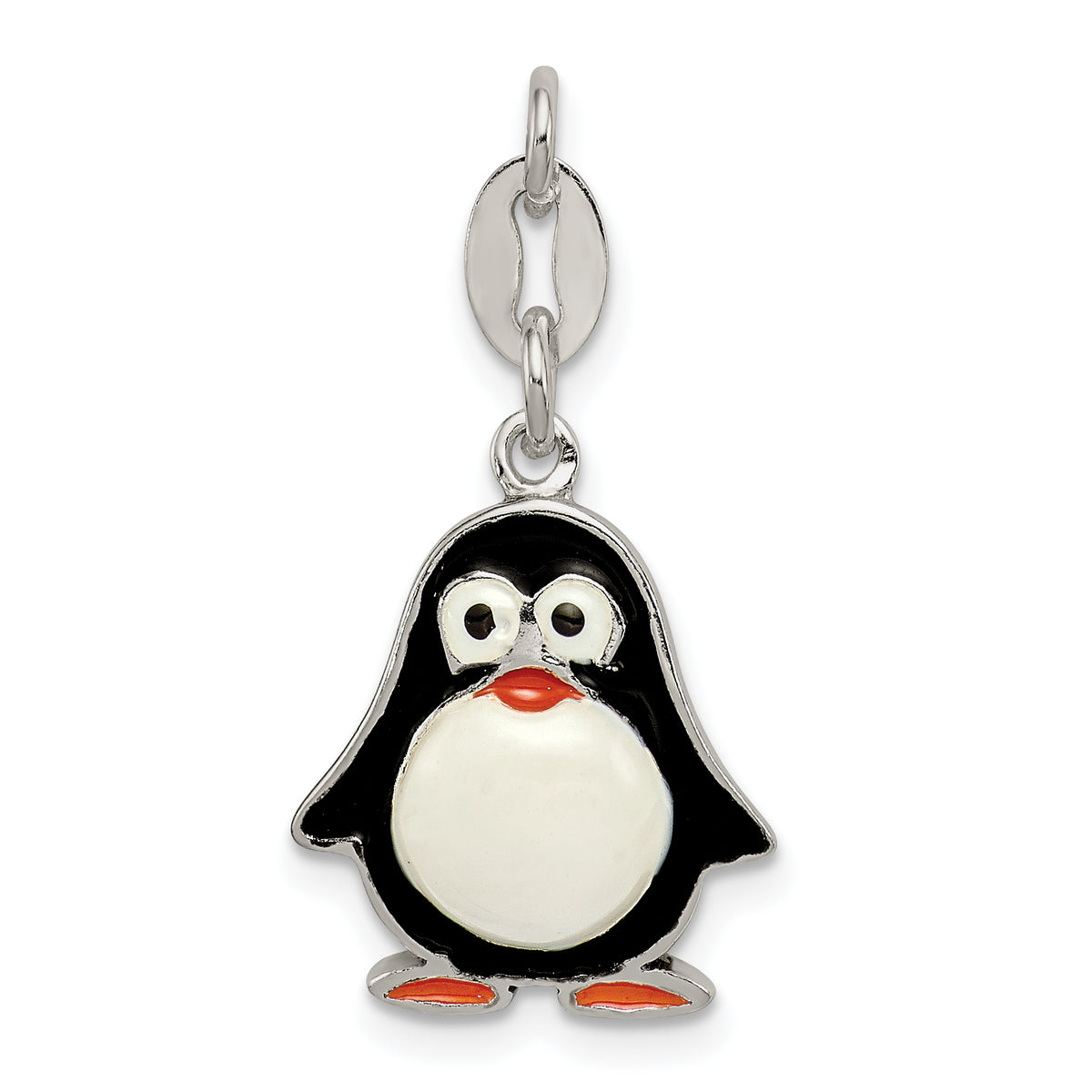 Sterling Silver Enamel Penguin Pendant