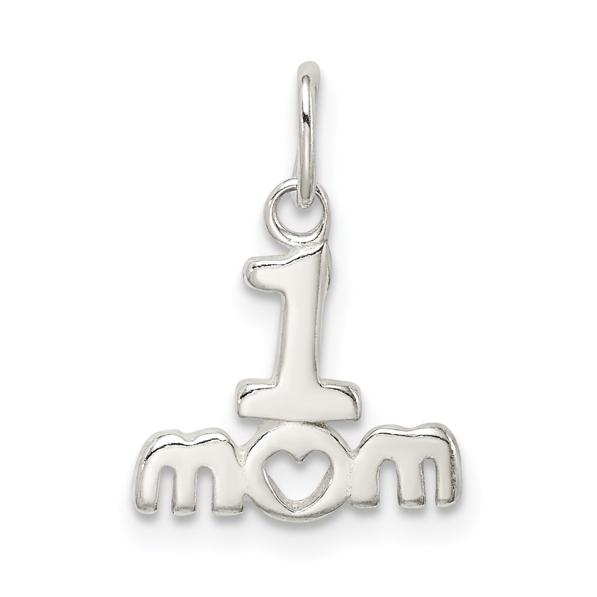 Sterling Silver Polished #1 MOM Charm