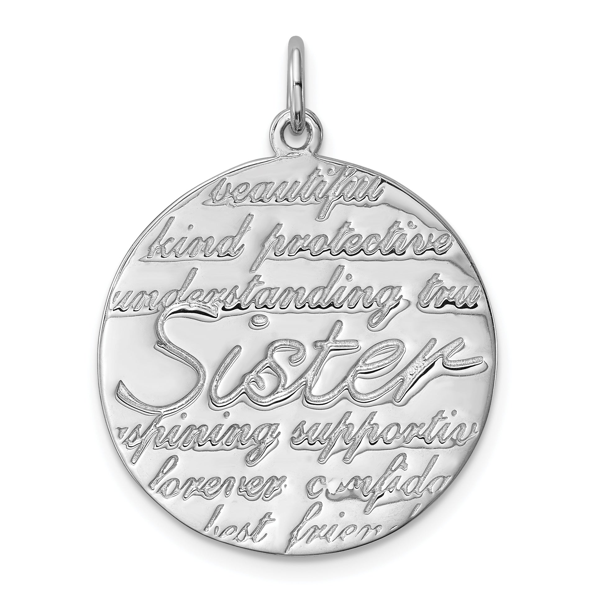 Sterling Silver Rhodium-plated Sister Pendant