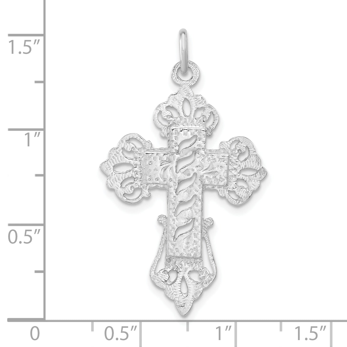 Unisex Sterling Silver 925 Cross Pendant with Polished Textured Design