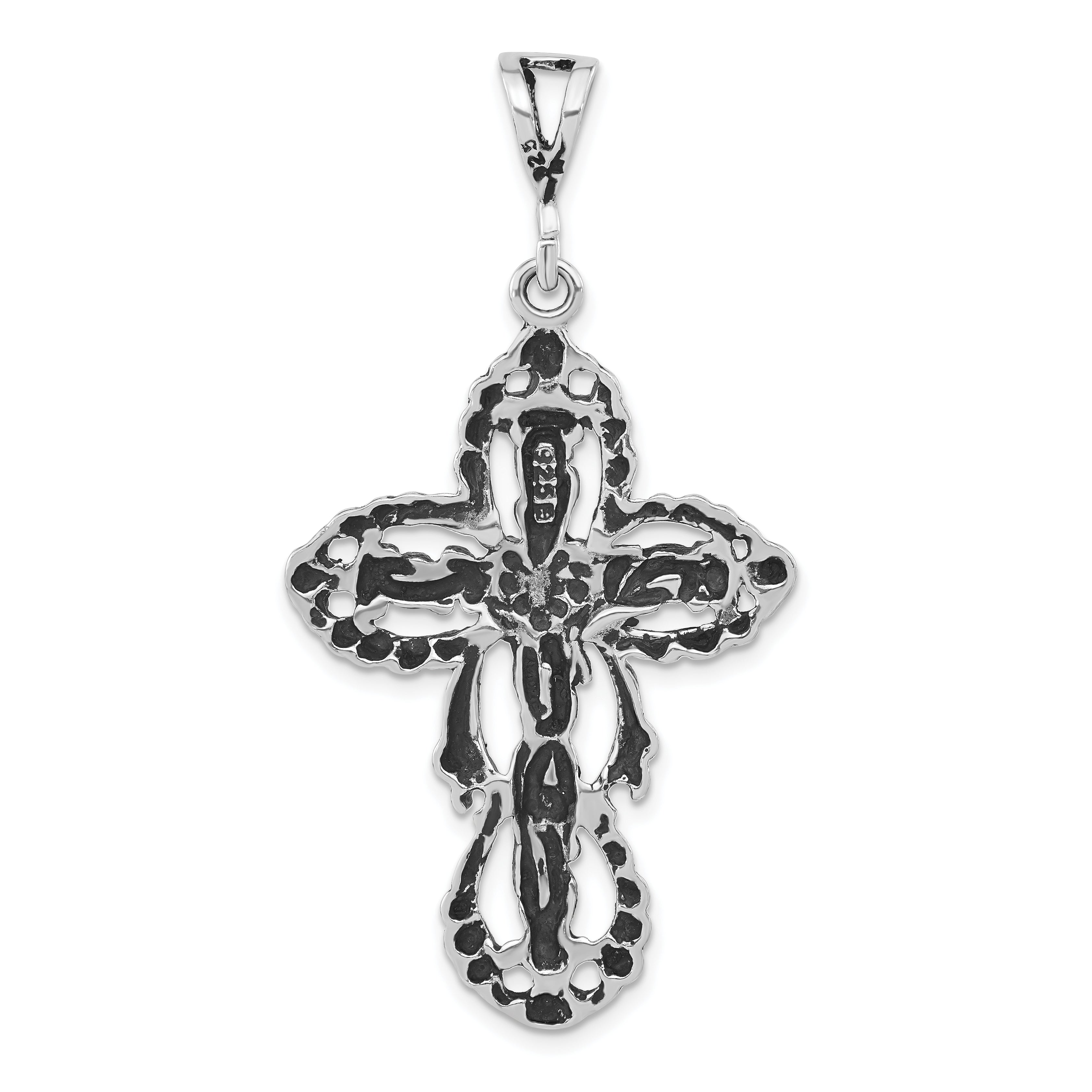 Sophia Jewelers Unisex Antiqued Sterling Silver Cross Pendant