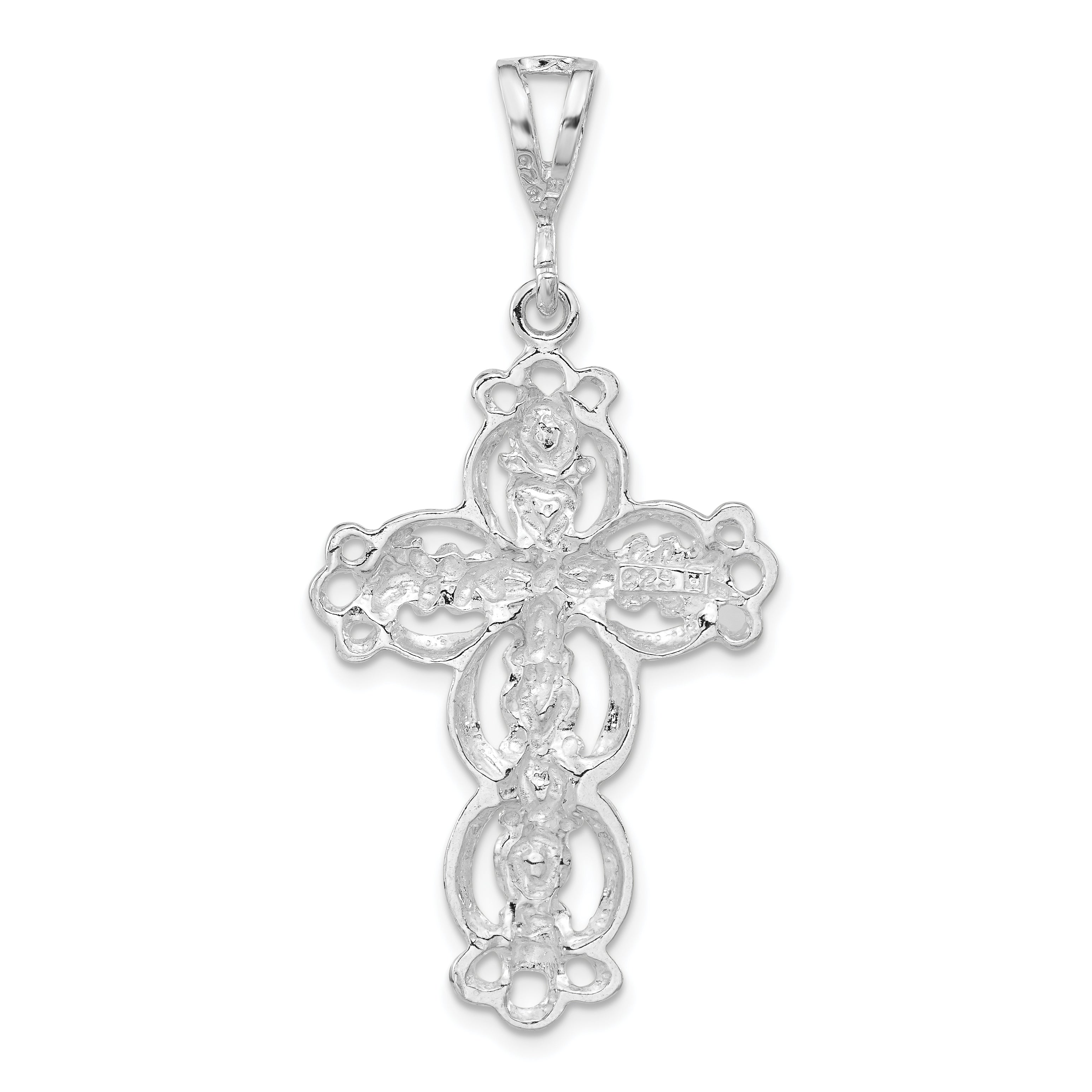 Sterling Silver 925 Unisex Heart Cross Pendant Polished Finish