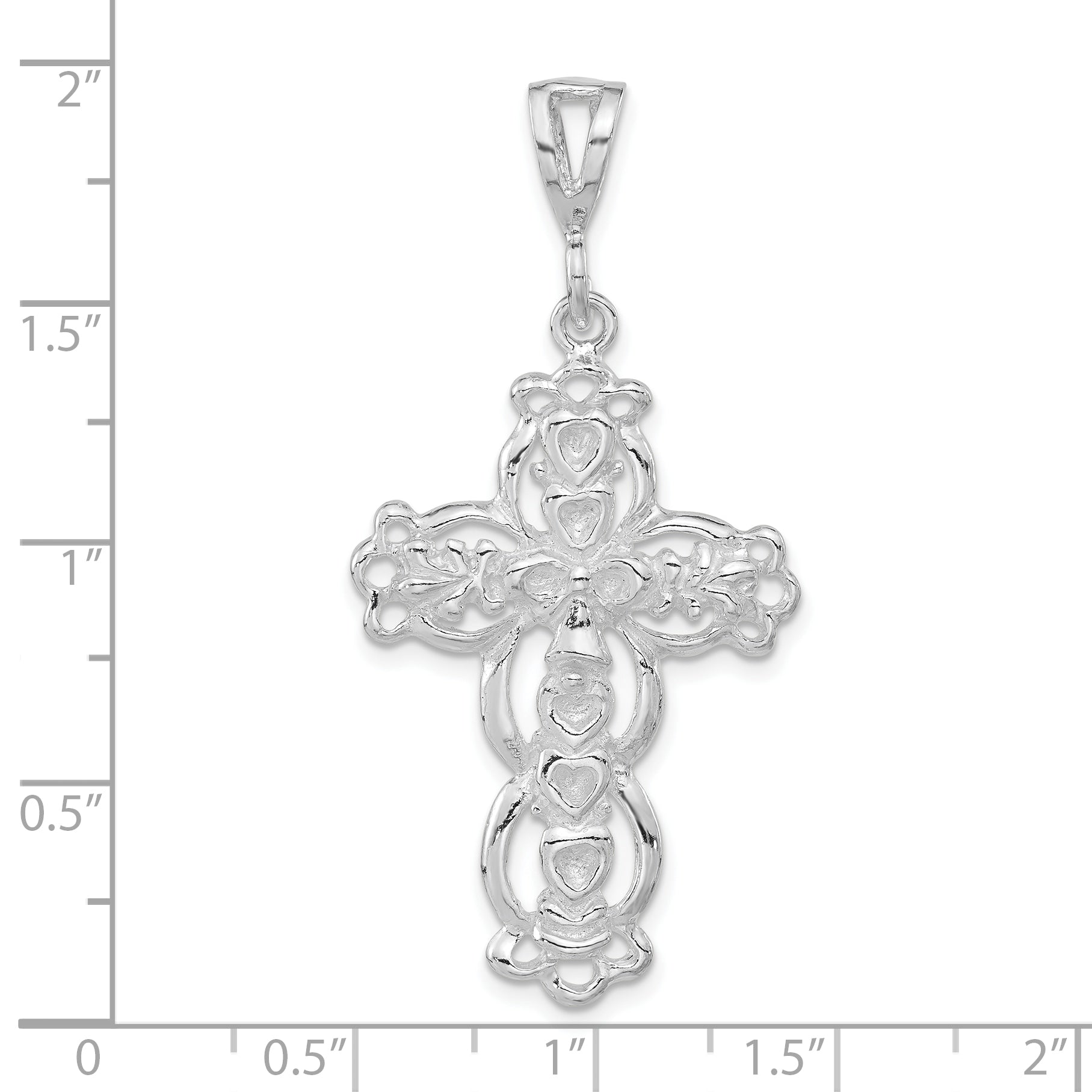 Sterling Silver 925 Unisex Heart Cross Pendant Polished Finish