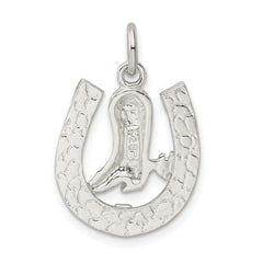 Sterling Silver Horseshoe with Boot Charm