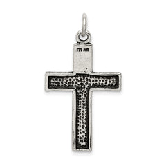 Antiqued Sterling Silver 925 Cross Crucifix Pendant with Polished Finish