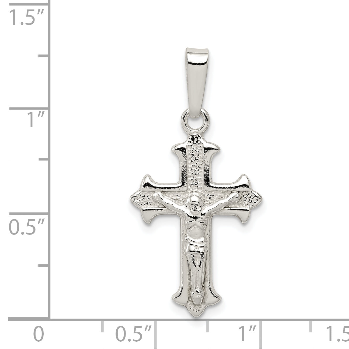 Sterling Silver Polished Crucifix Pendant with Anti-Tarnish Finish