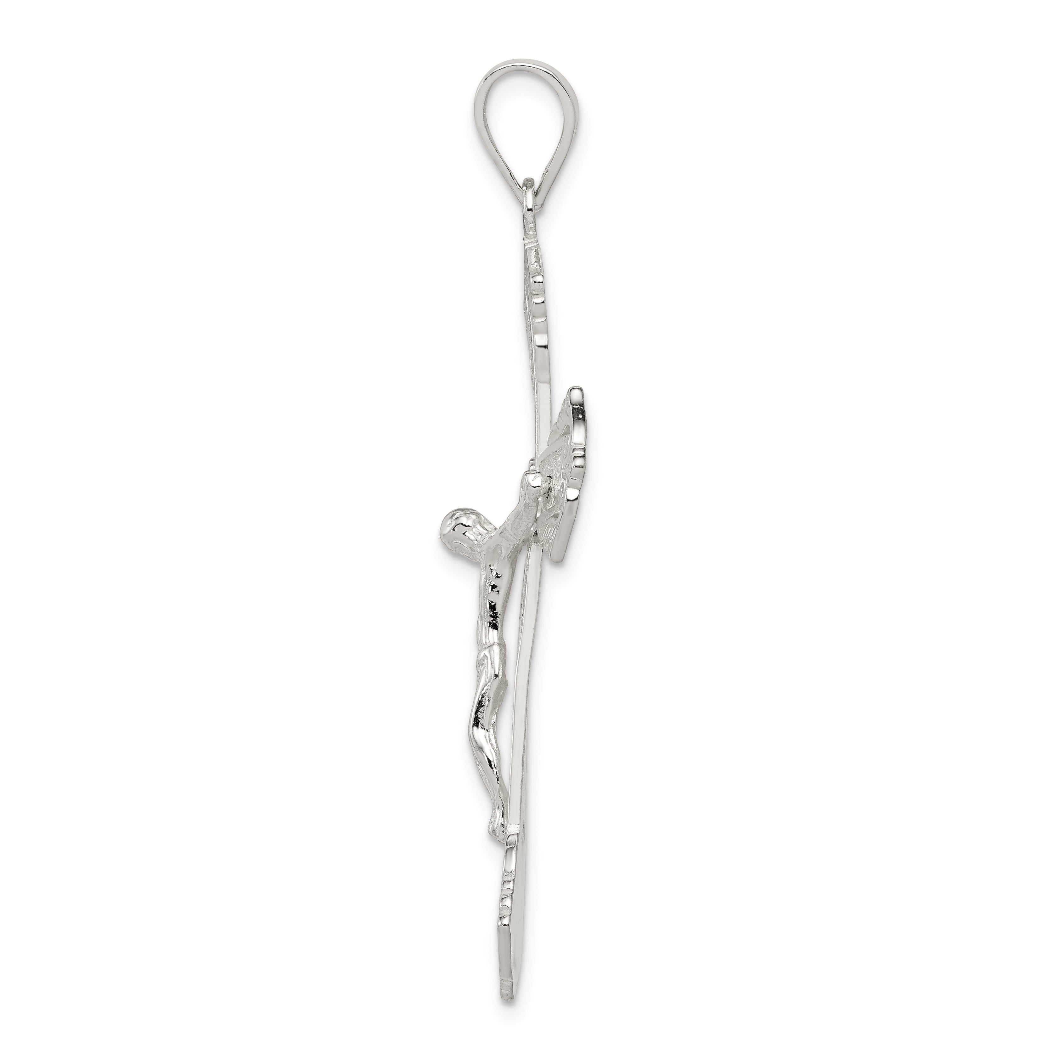 Sterling Silver 925 INRI Crucifix Pendant with Polished Anti-Tarnish Finish