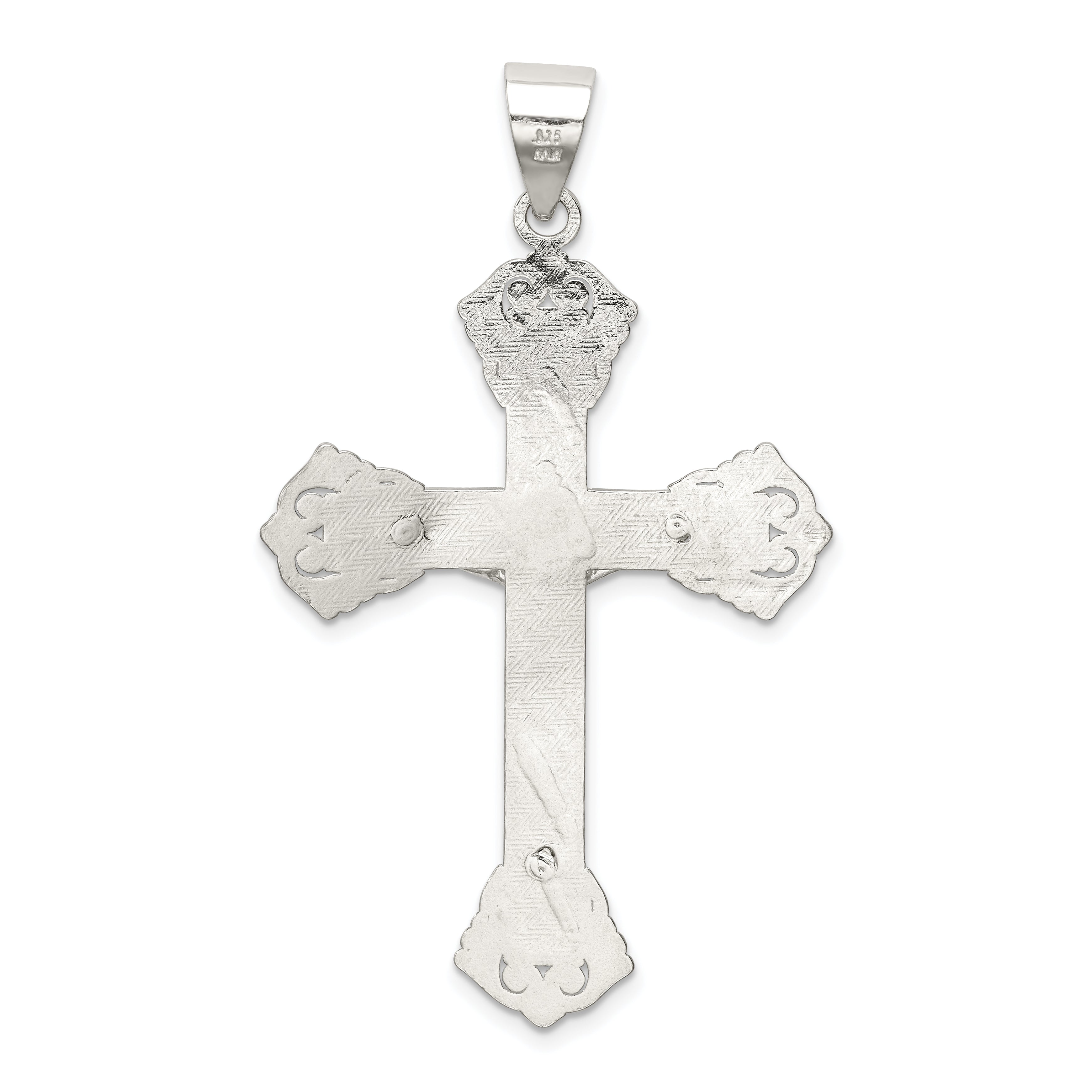 Sterling Silver 925 INRI Crucifix Pendant with Polished Anti-Tarnish Finish