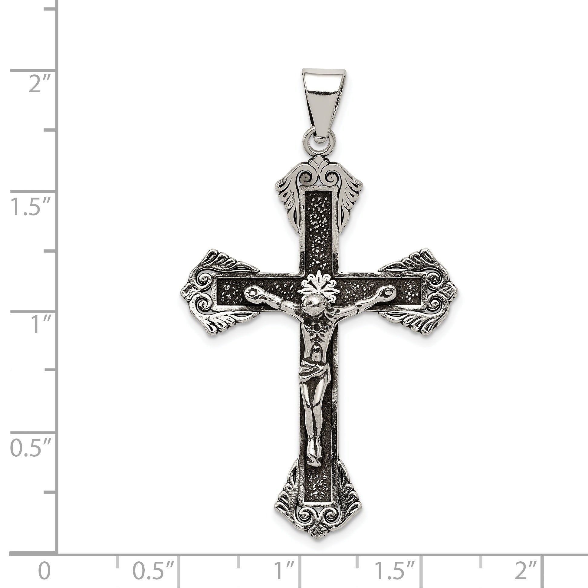 Sophia Jewelers Sterling Silver 925 Crucifix Pendant with Polished Antique Finish